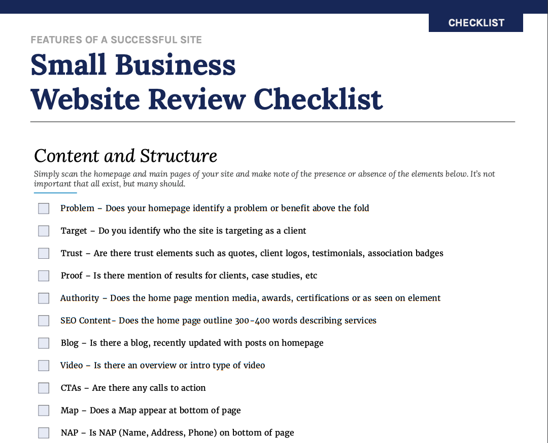 checklist small business website review checklist