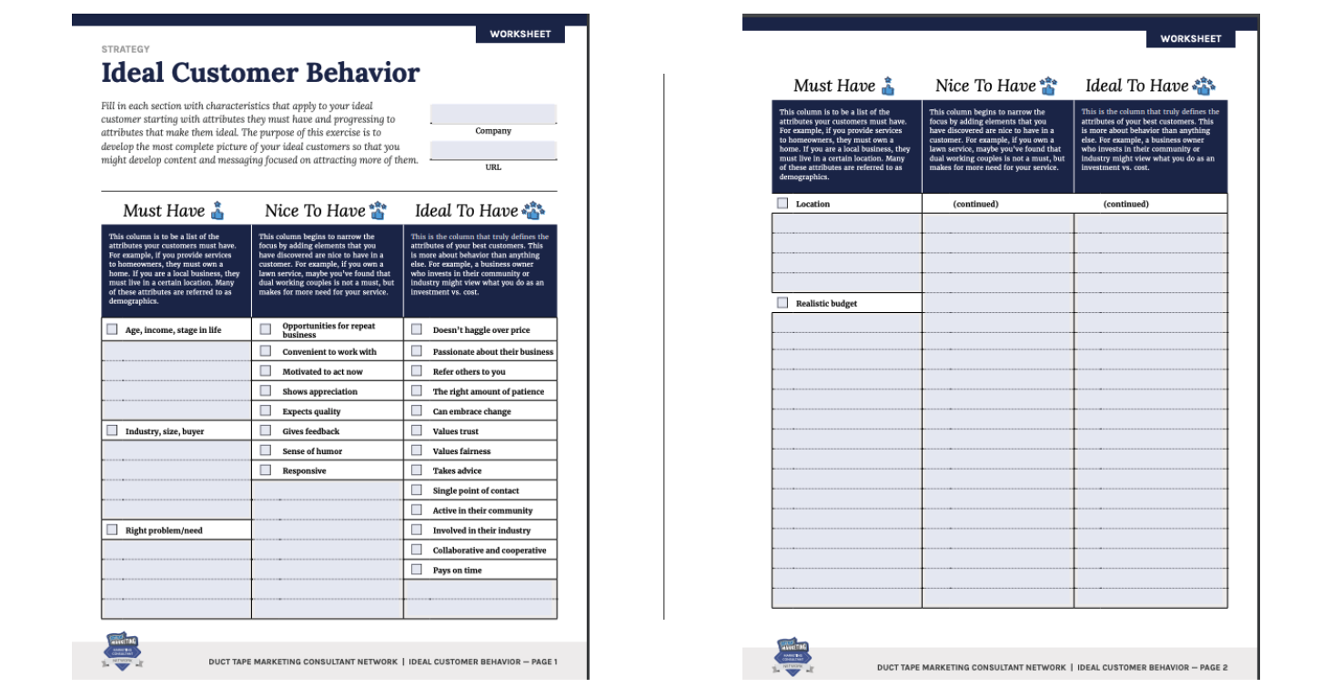 Ideal-customer-behavior-worksheet