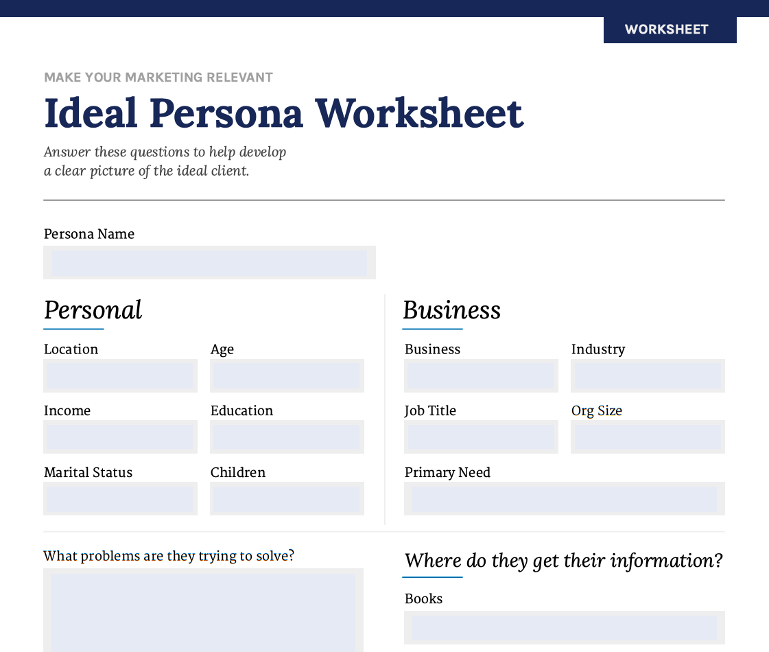worksheet cmm ideal persona worksheet duct tape marketing